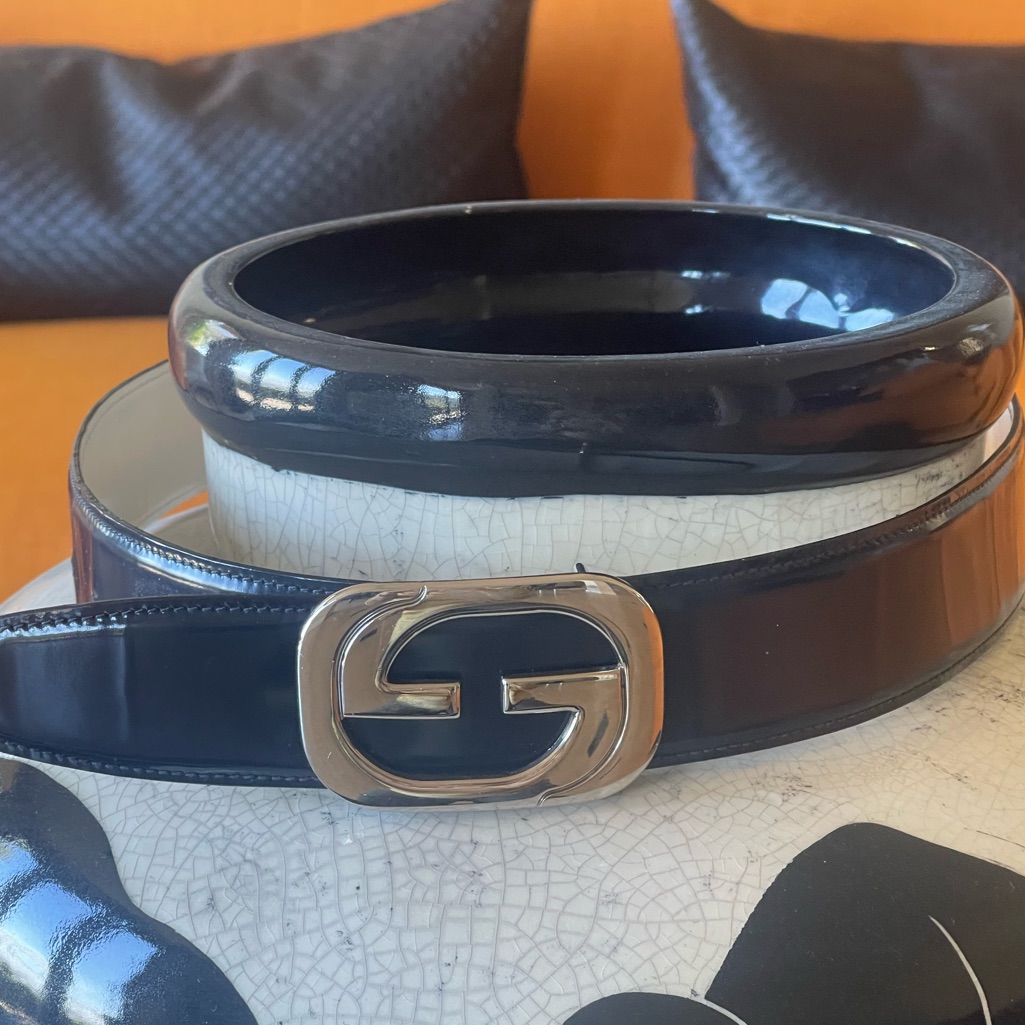 Vintage Gucci Rare Unisex Reversible Navy/White Famous Logo Belt